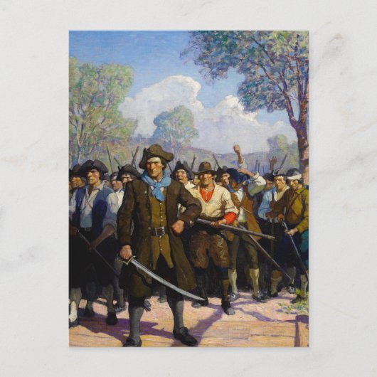 Onafhankelijkheidsdag bij Concord Bridge door N.C. Feestdagenkaart (Voorkant)