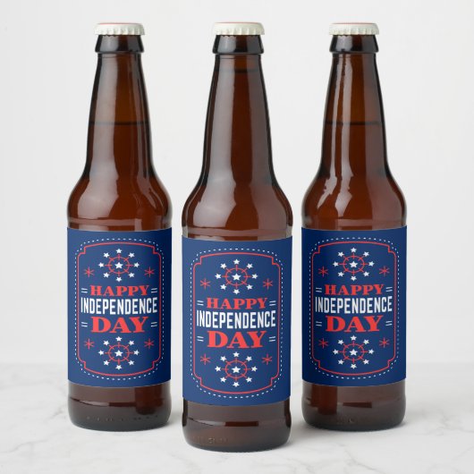 Onafhankelijkheidsdag blauw bierlabel instellen bier etiket (Flessen)