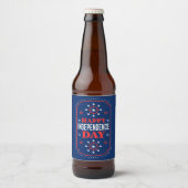 Onafhankelijkheidsdag blauw bierlabel instellen bier etiket (Voorkant)