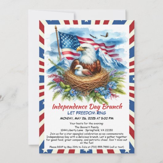 Onafhankelijkheidsdag Brunch Uitnodiging – Amerika (Voorkant)