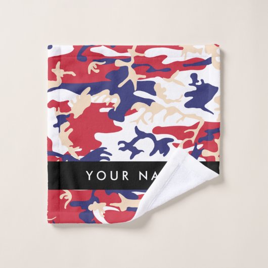 Onafhankelijkheidsdag Camouflage Jouw naam Persona Bad Handdoek (Wasdoekje)