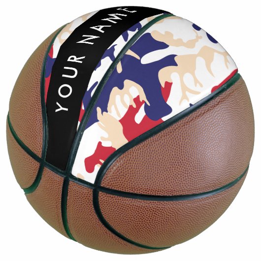 Onafhankelijkheidsdag Camouflage Jouw naam Persona Basketbal (Schuin)