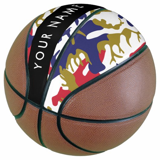 Onafhankelijkheidsdag Camouflage Jouw naam Persona Basketbal (Schuin)