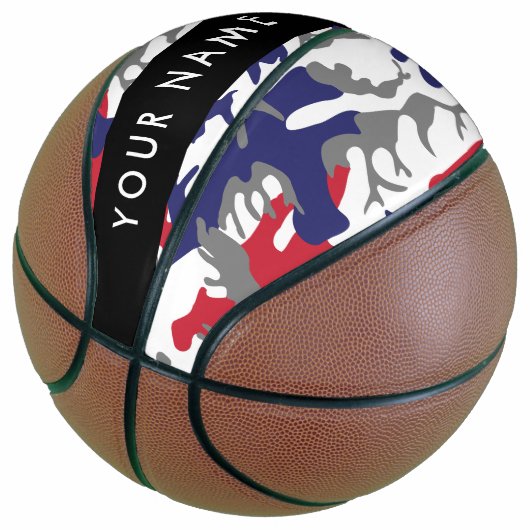 Onafhankelijkheidsdag Camouflage Jouw naam Persona Basketbal (Schuin)