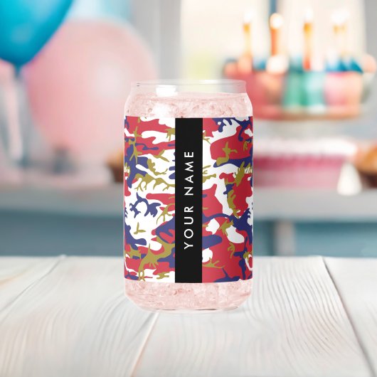 Onafhankelijkheidsdag Camouflage Jouw naam Persona Blikvorm Glas (Insitu (Baby Shower))
