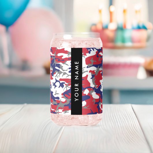 Onafhankelijkheidsdag Camouflage Jouw naam Persona Blikvorm Glas (Insitu (Baby Shower))