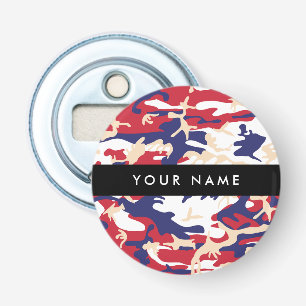 Onafhankelijkheidsdag Camouflage Jouw naam Persona Button Flesopener