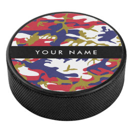 Onafhankelijkheidsdag Camouflage Jouw naam Persona Hockey Puck