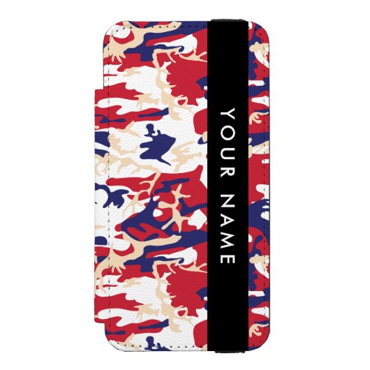 Onafhankelijkheidsdag Camouflage Jouw naam Persona Incipio iPhone Portemonnee Hoesje (Voorkant Agenda)