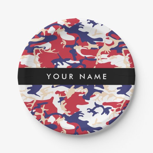 Onafhankelijkheidsdag Camouflage Jouw naam Persona Papieren Bordje (Voorkant)