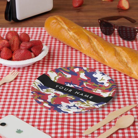 Onafhankelijkheidsdag Camouflage Jouw naam Persona Papieren Bordje (Picknick)