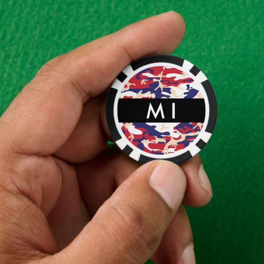 Onafhankelijkheidsdag Camouflage Jouw naam Persona Poker Chips (Hand)