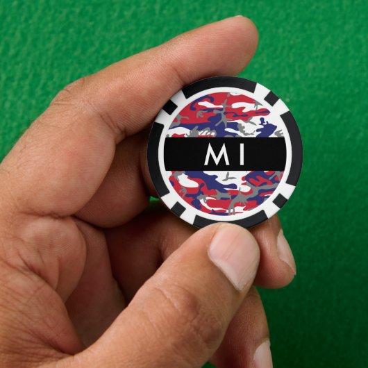 Onafhankelijkheidsdag Camouflage Jouw naam Persona Poker Chips (Hand)