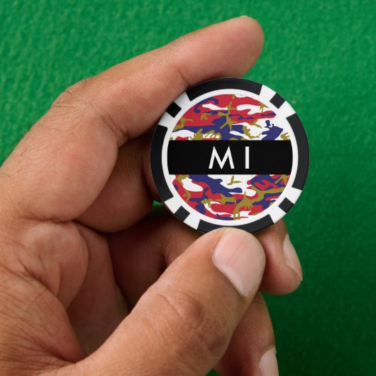 Onafhankelijkheidsdag Camouflage Jouw naam Persona Poker Chips (Hand)