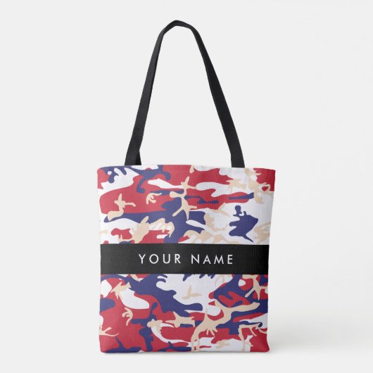 Onafhankelijkheidsdag Camouflage Jouw naam Persona Tote Bag (Achterkant)