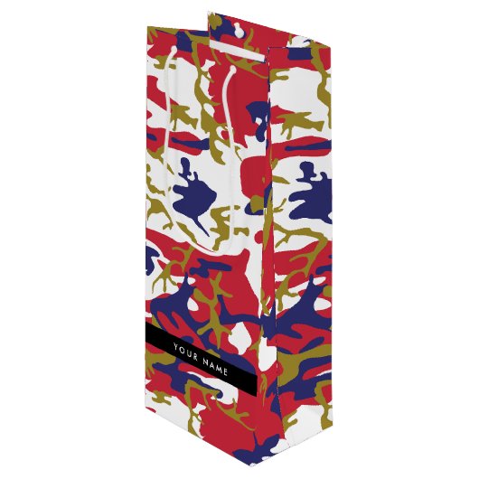 Onafhankelijkheidsdag Camouflage Jouw naam Persona Wijn Cadeautas (Voorkant Gekanteld)