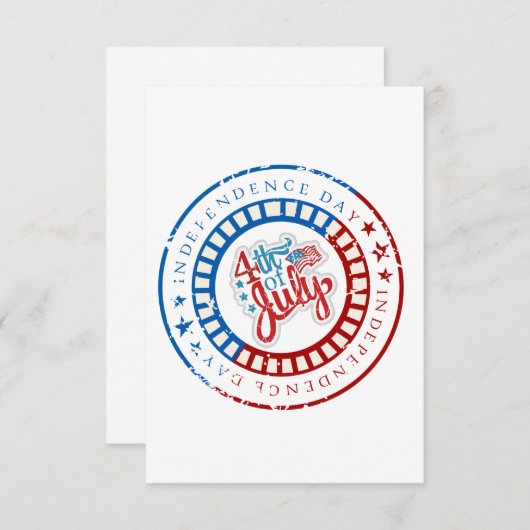 Onafhankelijkheidsdag cirkel met 4 juli in het mid informatiekaartje (Voorkant / Achterkant)