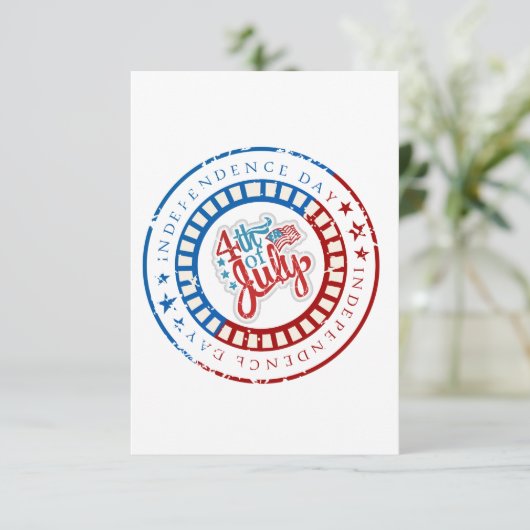 Onafhankelijkheidsdag cirkel met 4 juli in het mid informatiekaartje (Staand voorkant)
