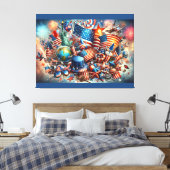 Onafhankelijkheidsdag Collage 4 juli Decor Canvas Afdruk (Insitu (Slaapkamer))