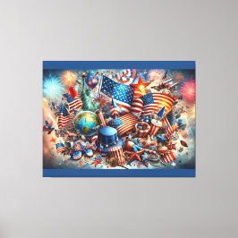 Onafhankelijkheidsdag Collage 4 juli Decor Canvas Afdruk