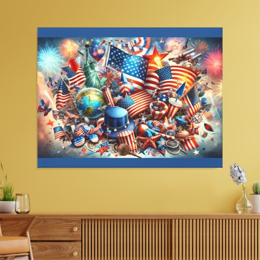 Onafhankelijkheidsdag Collage 4 juli Decor Canvas Afdruk (Insitu (Woonkamer))