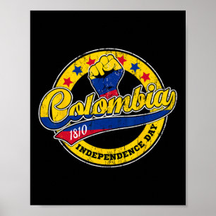 Onafhankelijkheidsdag Colombia Vlag Retro  Stijl Poster