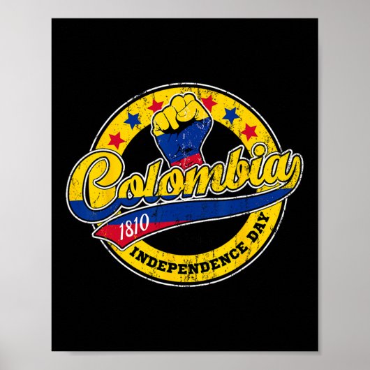 Onafhankelijkheidsdag Colombia Vlag Retro  Stijl Poster (Voorkant)
