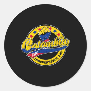 Onafhankelijkheidsdag Colombia Vlag Retro Stijl Ronde Sticker