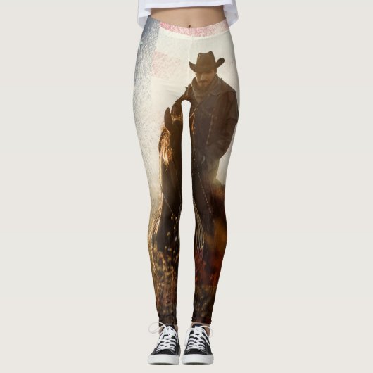 Onafhankelijkheidsdag cowboy afbeelding. leggings (Voorkant)
