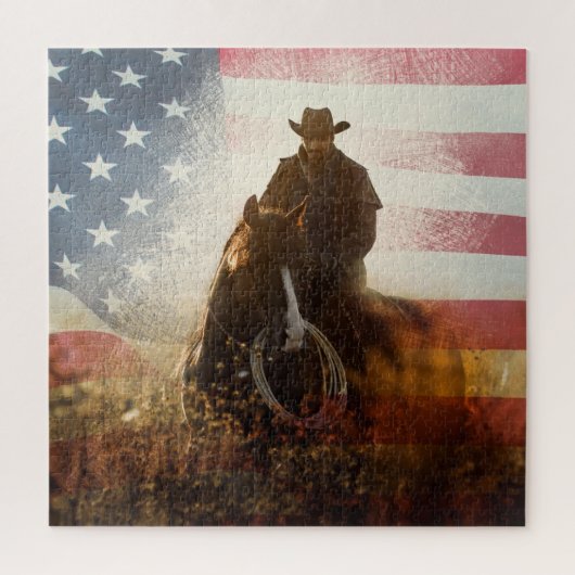 Onafhankelijkheidsdag cowboy afbeelding. legpuzzel (Verticaal)