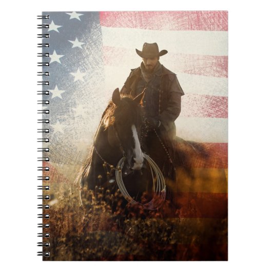 Onafhankelijkheidsdag cowboy afbeelding. notitieboek (Voorkant)