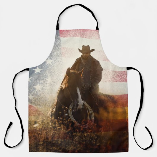 Onafhankelijkheidsdag cowboy afbeelding. schort (Voorkant)
