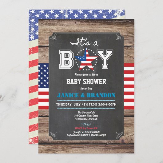 Onafhankelijkheidsdag, douchebord voor baby's kaart (Voorkant / Achterkant)