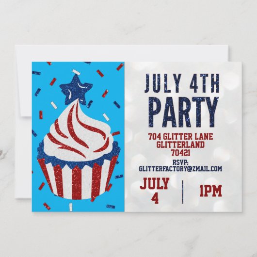 Onafhankelijkheidsdag Feest 4 Juli Glitter Kaart (Achterkant)