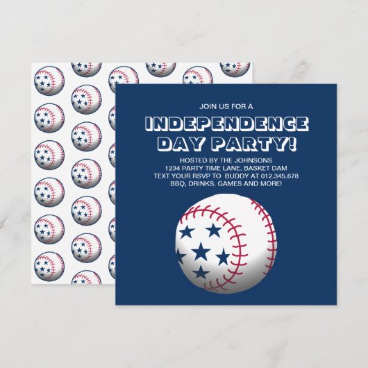 Onafhankelijkheidsdag Feest Baseball Kaart (Voorkant / Achterkant)