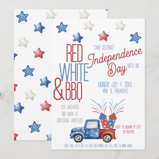 Onafhankelijkheidsdag Feest Uitnodiging (Voorkant / Achterkant)
