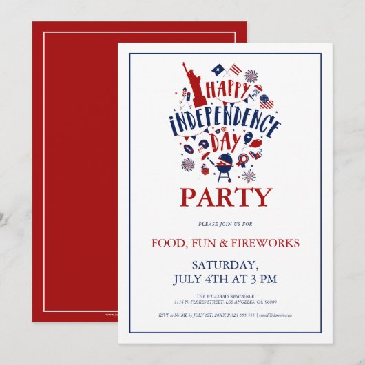 Onafhankelijkheidsdag Feest Uitnodiging (Voorkant / Achterkant)