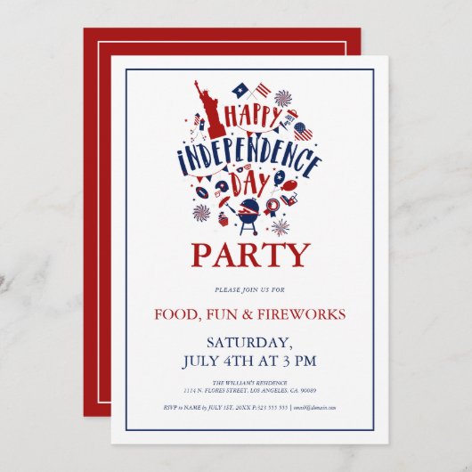 Onafhankelijkheidsdag Feest Uitnodiging (Voorkant / Achterkant)