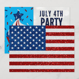Onafhankelijkheidsdag Feestje 4 Juli Glitter Uitno Kaart