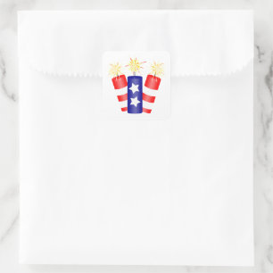 Onafhankelijkheidsdag Firecrackers Vierkante Sticker
