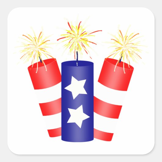 Onafhankelijkheidsdag Firecrackers Vierkante Sticker (Voorkant)