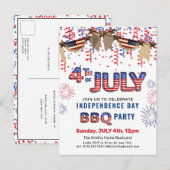 Onafhankelijkheidsdag Fireworks Red White Blue BBQ Uitnodiging Briefkaart (Voorkant / Achterkant)