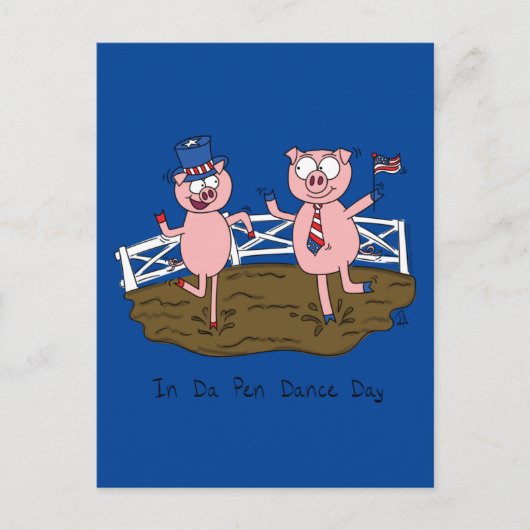 Onafhankelijkheidsdag Funny Pigs 4 juli Briefkaart (Voorkant)