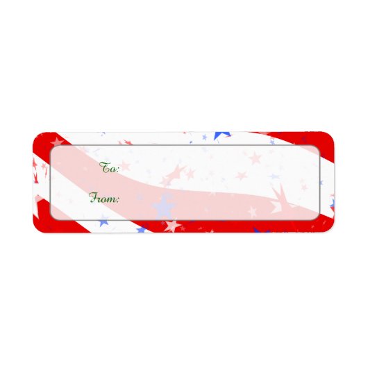Onafhankelijkheidsdag gebogen sterren en stripes etiket (Voorkant)