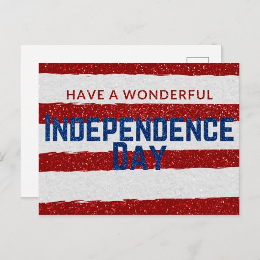 Onafhankelijkheidsdag Glitter Briefkaart (Voorkant / Achterkant)