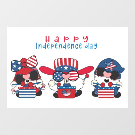 Onafhankelijkheidsdag Gnomen Window Cling Raamsticker (Vel)