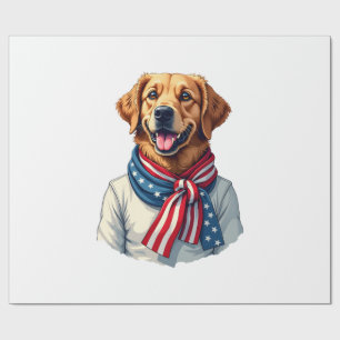 Onafhankelijkheidsdag Goud Retriever Vintage T-shi Cadeaupapier