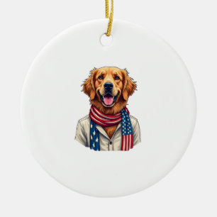 Onafhankelijkheidsdag Goud Retriever Vintage T-shi Keramisch Ornament