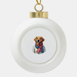 Onafhankelijkheidsdag Gouden Retriever Vintage T-s Keramische Bal Ornament