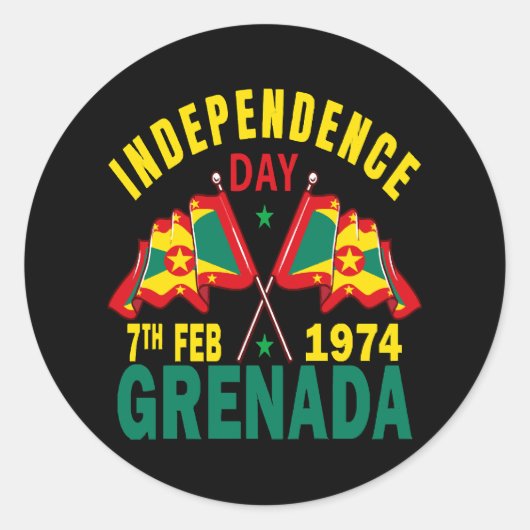 Onafhankelijkheidsdag Grenada Ronde Sticker (Voorkant)